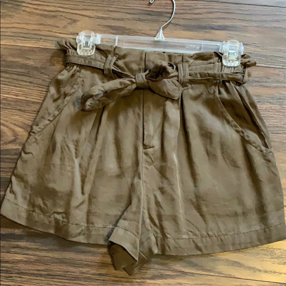Paper bag tie waist shorts